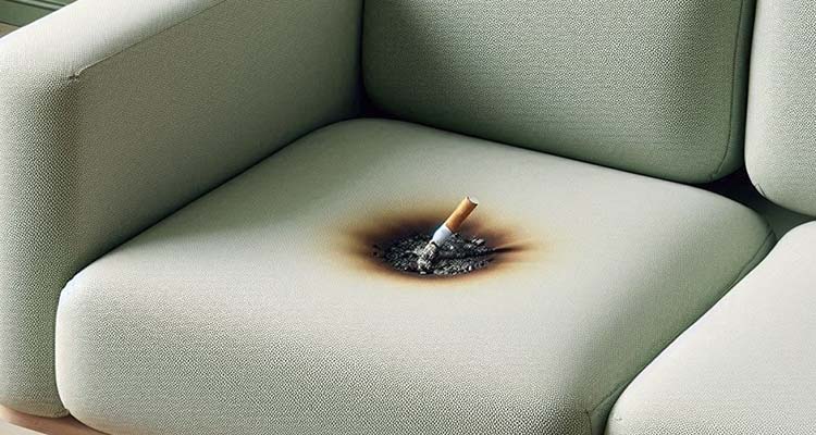 جای سوختگی سیگار روی مبل